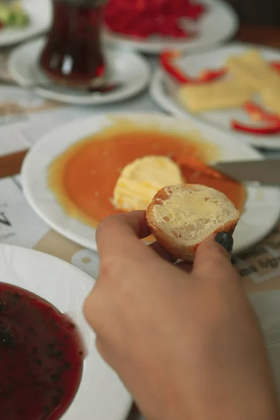 豊富なおいしいトルコ式の朝食 — ストック写真