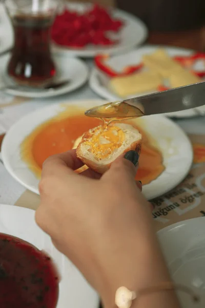 Zengin Leziz Türk Kahvaltı — Stok fotoğraf