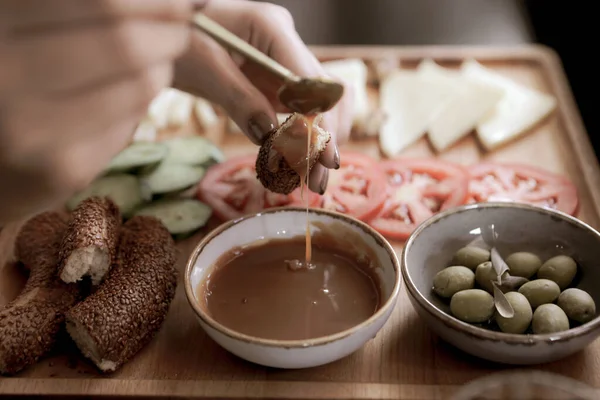 Rich Delicious Turkish Breakfast — Stock Photo, Image