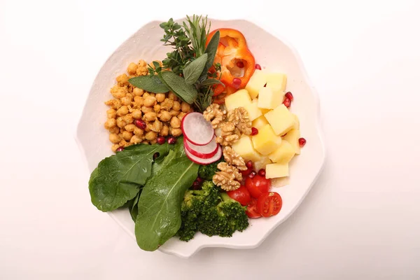 Assiette Salade Fraîche Avec Des Légumes Mélangés — Photo