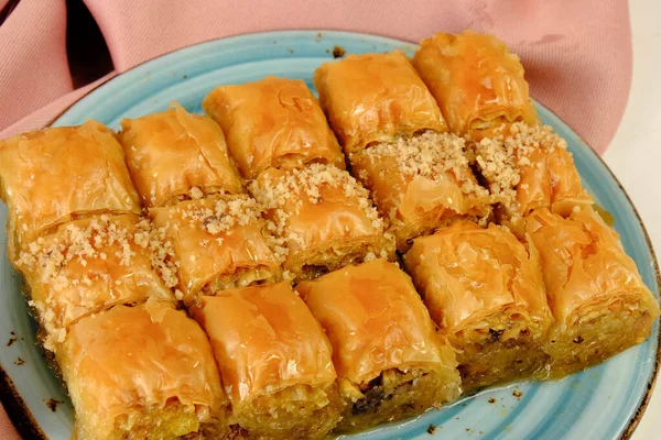 Baklava Dessert Turc Traditionnel Avec Noix Cajou Noix Baklava Maison — Photo