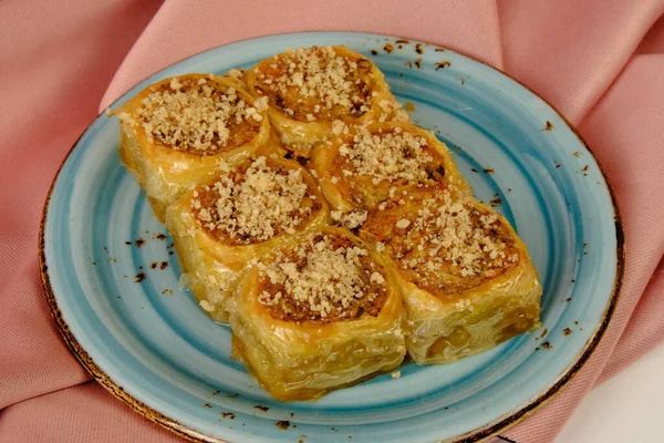 Baklava Dessert Turc Traditionnel Avec Noix Cajou Noix Baklava Maison — Photo