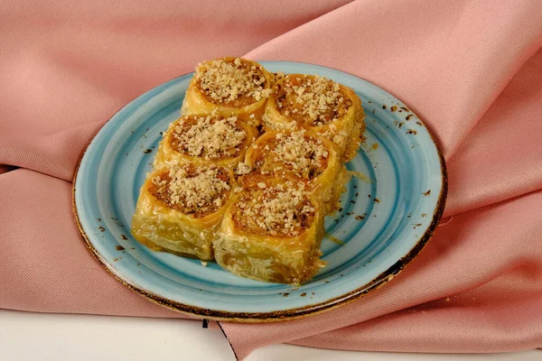 Traditional Turkish Dessert Baklava Cashew Walnuts Homemade Baklava Nuts Honey — Stock Photo, Image