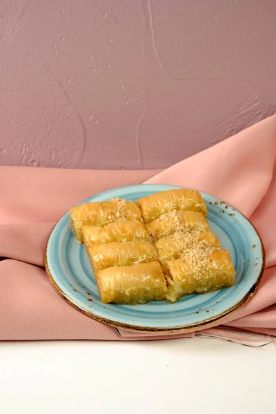 Traditionelle Türkische Nachspeise Baklava Mit Cashew Walnüssen Hausgemachte Baklava Mit — Stockfoto