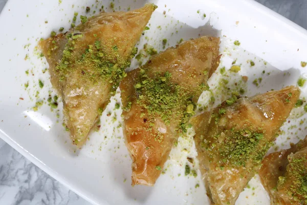 Baklava Dessert Turc Traditionnel Avec Noix Cajou Noix Baklava Maison — Photo