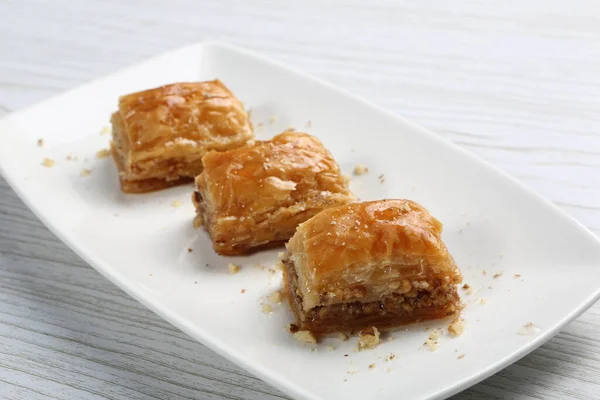 Traditionell Turkisk Dessert Baklava Med Cashew Valnötter Hemgjord Baklava Med — Stockfoto