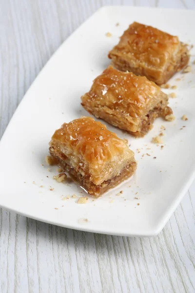 Baklava Dessert Turc Traditionnel Avec Noix Cajou Noix Baklava Maison — Photo