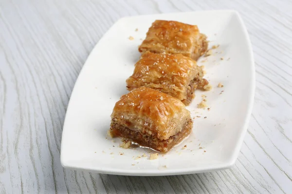 Baklava Dessert Turc Traditionnel Avec Noix Cajou Noix Baklava Maison — Photo