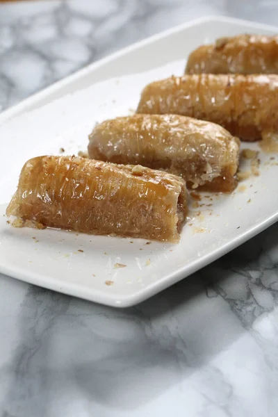 Baklava Dessert Turc Traditionnel Avec Noix Cajou Noix Baklava Maison — Photo