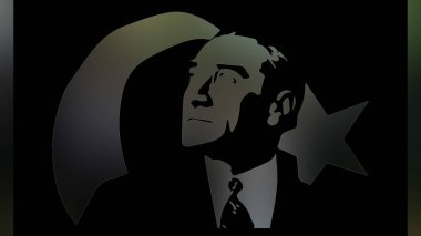 Atatürk 'ün çizimi. Türkiye Cumhuriyeti 'nin ilk cumhurbaşkanı. 