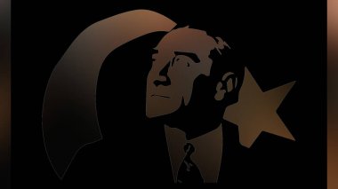 Atatürk 'ün çizimi. Türkiye Cumhuriyeti 'nin ilk cumhurbaşkanı. 