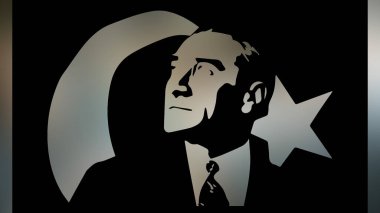 Atatürk 'ün çizimi. Türkiye Cumhuriyeti 'nin ilk cumhurbaşkanı. 