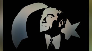 Atatürk 'ün çizimi. Türkiye Cumhuriyeti 'nin ilk cumhurbaşkanı. 