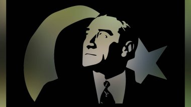 Atatürk 'ün çizimi. Türkiye Cumhuriyeti 'nin ilk cumhurbaşkanı. 