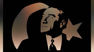 Atatürk 'ün çizimi. Türkiye Cumhuriyeti 'nin ilk cumhurbaşkanı. 