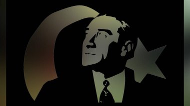 Atatürk 'ün çizimi. Türkiye Cumhuriyeti 'nin ilk cumhurbaşkanı. 