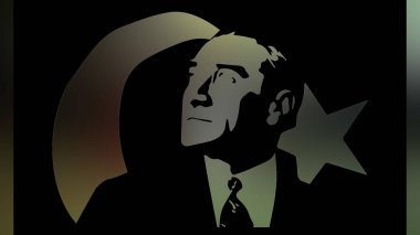 Atatürk 'ün çizimi. Türkiye Cumhuriyeti 'nin ilk cumhurbaşkanı. 