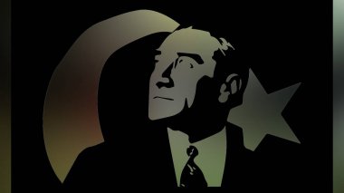 Atatürk 'ün çizimi. Türkiye Cumhuriyeti 'nin ilk cumhurbaşkanı. 