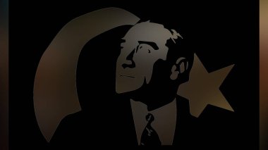 Atatürk 'ün çizimi. Türkiye Cumhuriyeti 'nin ilk cumhurbaşkanı. 