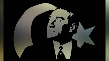 Atatürk 'ün çizimi. Türkiye Cumhuriyeti 'nin ilk cumhurbaşkanı. 