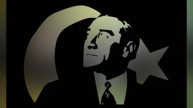 Atatürk 'ün çizimi. Türkiye Cumhuriyeti 'nin ilk cumhurbaşkanı. 
