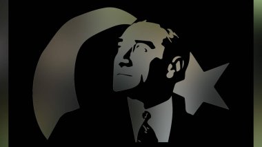 Atatürk 'ün çizimi. Türkiye Cumhuriyeti 'nin ilk cumhurbaşkanı. 