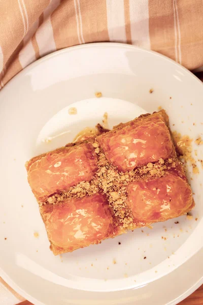 Baklava Dessert Turc Traditionnel Avec Noix Cajou Noix Baklava Maison — Photo