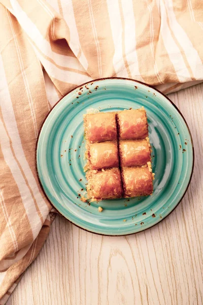 Baklava Dessert Turc Traditionnel Avec Noix Cajou Noix Baklava Maison — Photo