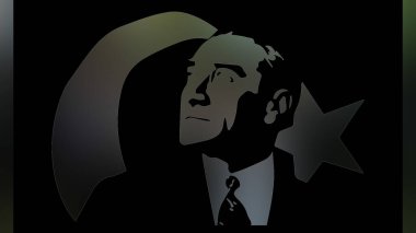 Atatürk 'ün çizimi. Türkiye Cumhuriyeti 'nin ilk cumhurbaşkanı. 