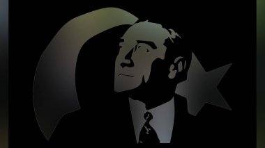 Atatürk 'ün çizimi. Türkiye Cumhuriyeti 'nin ilk cumhurbaşkanı. 