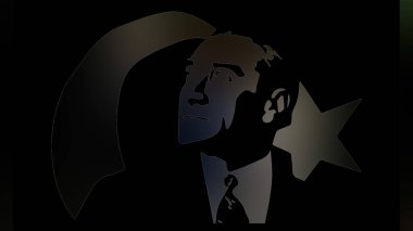 Atatürk 'ün çizimi. Türkiye Cumhuriyeti 'nin ilk cumhurbaşkanı. 