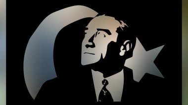 Atatürk 'ün çizimi. Türkiye Cumhuriyeti 'nin ilk cumhurbaşkanı. 