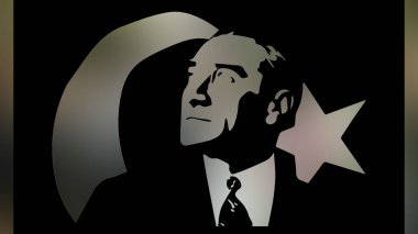 Atatürk 'ün çizimi. Türkiye Cumhuriyeti 'nin ilk cumhurbaşkanı. 