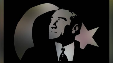 Atatürk 'ün çizimi. Türkiye Cumhuriyeti 'nin ilk cumhurbaşkanı. 