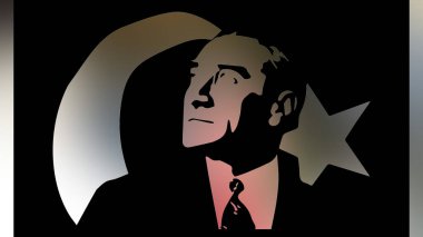 Atatürk 'ün çizimi. Türkiye Cumhuriyeti 'nin ilk cumhurbaşkanı. 