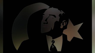 Atatürk 'ün çizimi. Türkiye Cumhuriyeti 'nin ilk cumhurbaşkanı. 