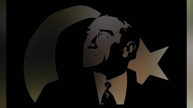 Atatürk 'ün çizimi. Türkiye Cumhuriyeti 'nin ilk cumhurbaşkanı. 