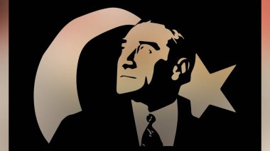 Atatürk 'ün çizimi. Türkiye Cumhuriyeti 'nin ilk cumhurbaşkanı. 
