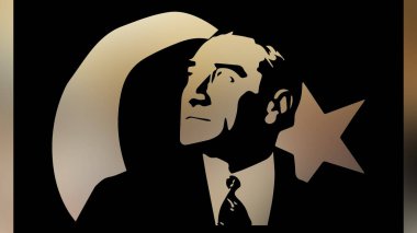 Atatürk 'ün çizimi. Türkiye Cumhuriyeti 'nin ilk cumhurbaşkanı. 