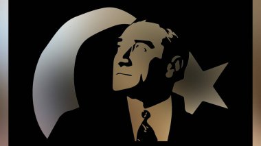 Atatürk 'ün çizimi. Türkiye Cumhuriyeti 'nin ilk cumhurbaşkanı. 