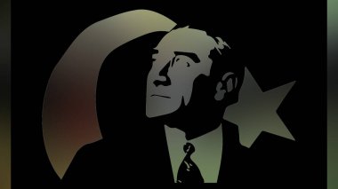 Atatürk 'ün çizimi. Türkiye Cumhuriyeti 'nin ilk cumhurbaşkanı. 