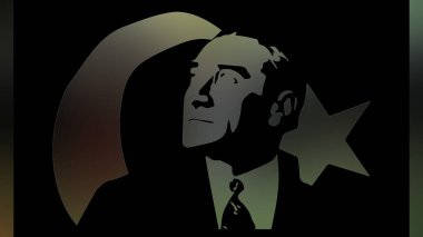 Atatürk 'ün çizimi. Türkiye Cumhuriyeti 'nin ilk cumhurbaşkanı. 