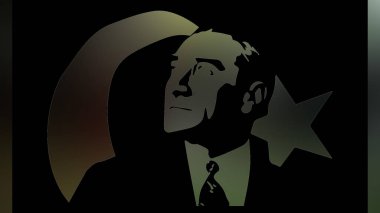 Atatürk 'ün çizimi. Türkiye Cumhuriyeti 'nin ilk cumhurbaşkanı. 