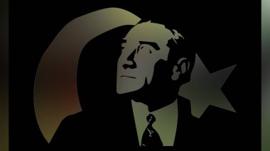 Atatürk 'ün çizimi. Türkiye Cumhuriyeti 'nin ilk cumhurbaşkanı. 