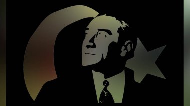 Atatürk 'ün çizimi. Türkiye Cumhuriyeti 'nin ilk cumhurbaşkanı. 