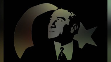 Atatürk 'ün çizimi. Türkiye Cumhuriyeti 'nin ilk cumhurbaşkanı. 