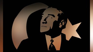 Atatürk 'ün çizimi. Türkiye Cumhuriyeti 'nin ilk cumhurbaşkanı. 
