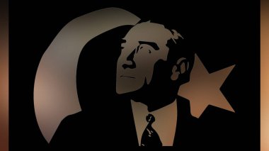 Atatürk 'ün çizimi. Türkiye Cumhuriyeti 'nin ilk cumhurbaşkanı. 