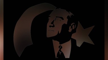 Atatürk 'ün çizimi. Türkiye Cumhuriyeti 'nin ilk cumhurbaşkanı. 