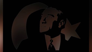 Atatürk 'ün çizimi. Türkiye Cumhuriyeti 'nin ilk cumhurbaşkanı. 